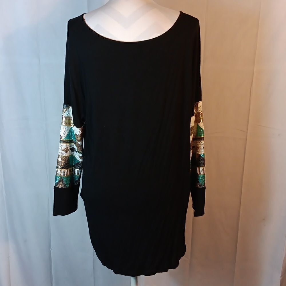 Pink Owl Sequined Aztec Women's Top - Picture 4 of 8